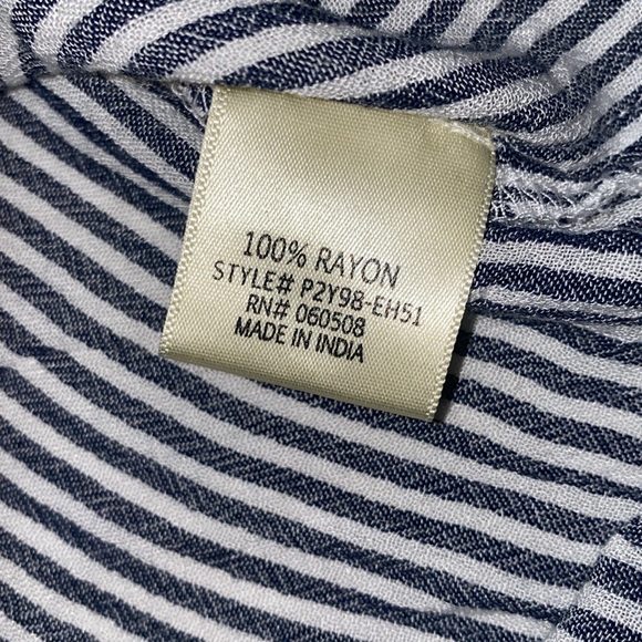 Francesca’s “Blue Rain” Boho Stripe Embroidered 3/4 Sleeve Blouse - Picture 13 of 14